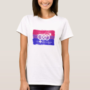 GEMALTE BISEXUELLE SYMBOL-PRIDE-FLAGGE T-Shirt