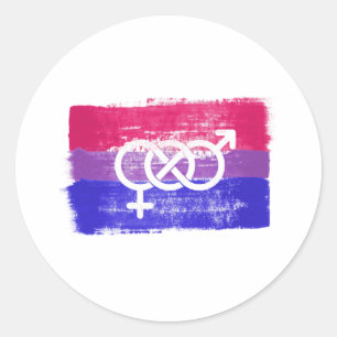 GEMALTE BISEXUELLE SYMBOL STOLZFLAGGE RUNDER AUFKLEBER