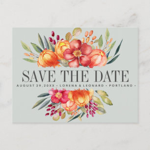 Gemalte Blume Gray Wedding speichern das Datum Ankündigungspostkarte