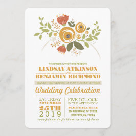 Gemalte Blume Moderne lässige Hochzeitseinladung Einladung