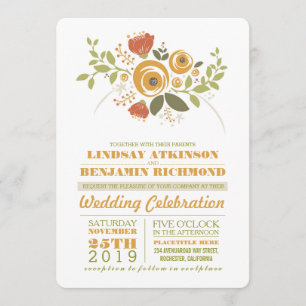 Gemalte Blume Moderne lässige Hochzeitseinladung Einladung