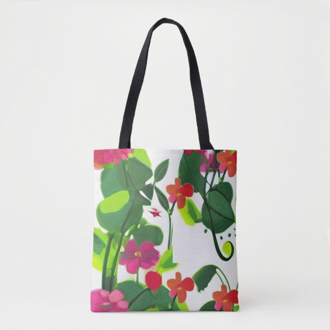 Gemalte Blume und Strampler: lebhaft und farbenfro Tasche (Vorderseite)