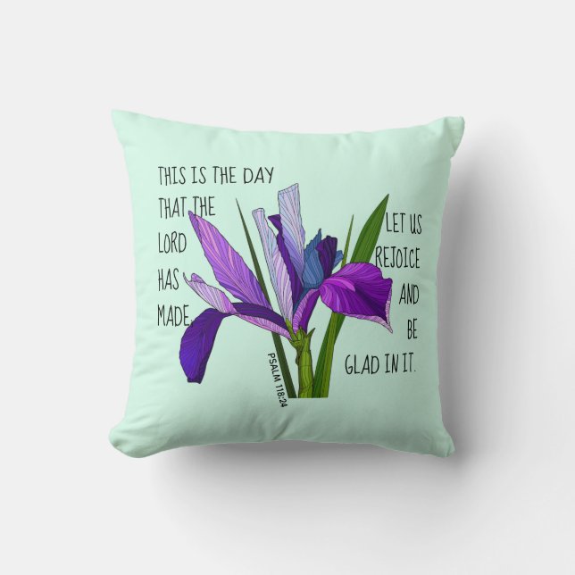 Gemalte Blume, Vers. von Psalm 118:24 Kissen (Vorderseite)
