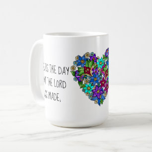 Gemalte Blume, w Verse aus Psalm 118:24 Kaffeetasse