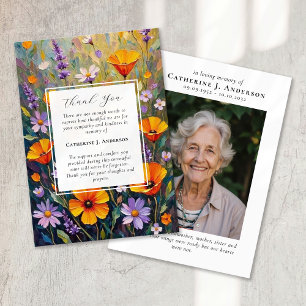 Gemalte Blumen Beileidsfoto Beerdigung Dankeskarte