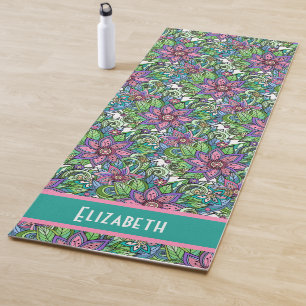 Gemalte Blumen Hübsche Pastellfarben, Personalisie Yogamatte