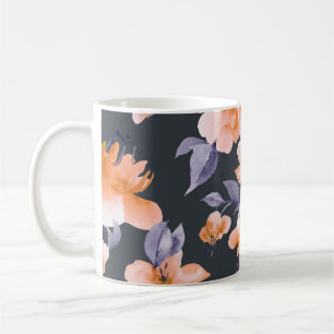 Gemalte Blumen Nahtloser Hintergrund Kaffeetasse