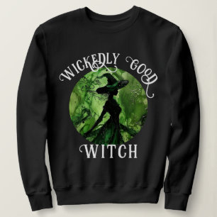Gemalte böse gute Hexe Grün & Schwarz Sweatshirt