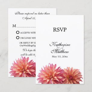 Gemalte Dahlie in Rosa und Koralle RSVP Karte