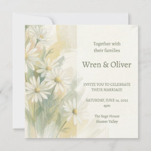 Gemalte Daisy Wildblumen-Hochzeit Einladung