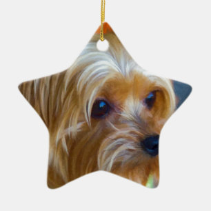 Gemalte Dame Yorkshire Terrier Keramikornament