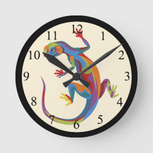 Gemalte Eidechse Runde Wanduhr