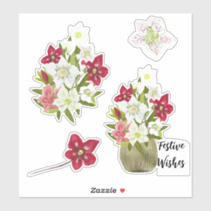 Gemalte Florale Anemone Festive Aufkleber