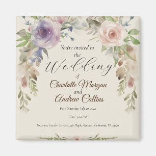 Gemalte florale Hochzeitseinladung Magnet