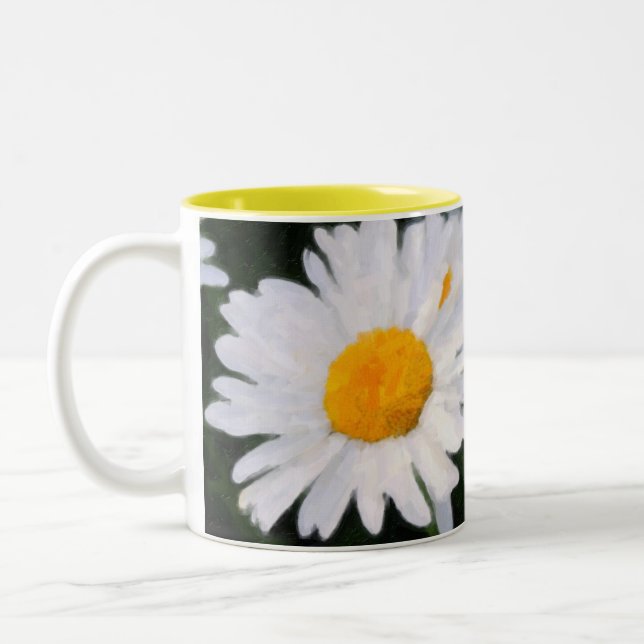 Gemalte Gänseblümchen-Kaffee-Tasse Zweifarbige Tasse (Links)