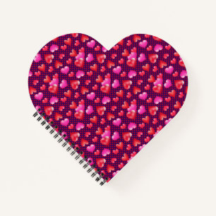 Gemalte Herzen auf Polka Dotted Lila   Valentine Notizbuch
