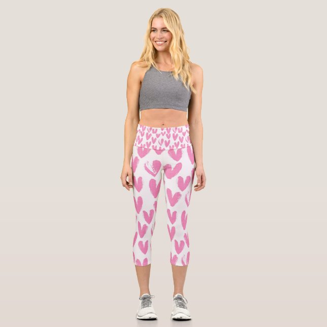 Gemalte Herzen Capri Leggings (Vorderseite)