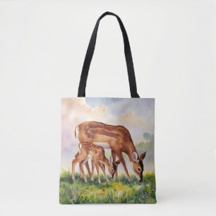 Gemalte Hirschmutter und -baby Tasche