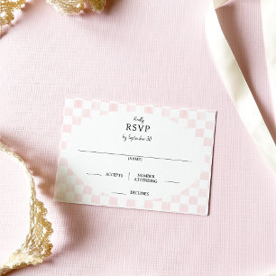Gemalte Hochzeit im rosa Schachbrettmuster RSVP Karte