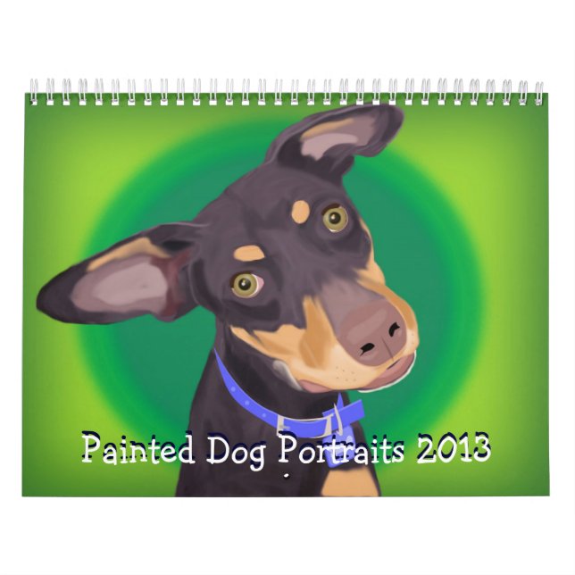 Gemalte Hundeporträts 2013, buntes und Kalender (Titelbild)