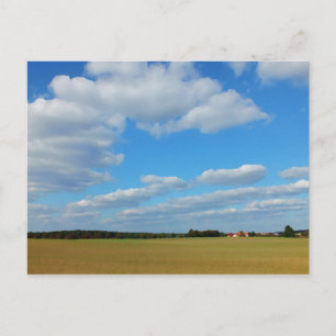 gemalte Landschaft mit Feld, Himmel im Sommer Postkarte