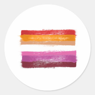 GEMALTE LESBEN-STOLZ-FLAGGE SONNENUNTERGANG-STREIF RUNDER AUFKLEBER