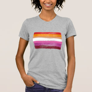 GEMALTE LESBISCHE STOLZFLAGGE SONNENUNTERGANG STRE T-Shirt