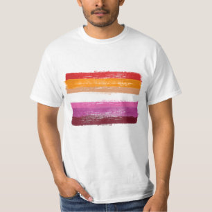 GEMALTE LESBISCHE STOLZFLAGGE SONNENUNTERGANG STRE T-Shirt