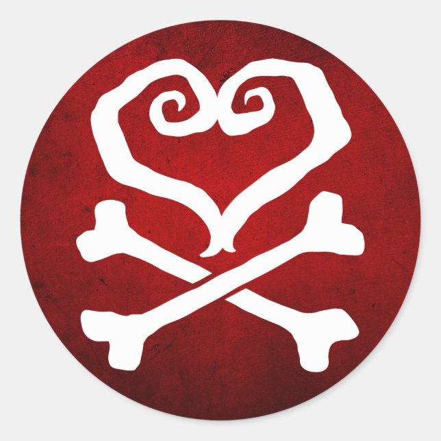 "Gemalte Liebe" Herz und Kreuz Runder Aufkleber (Vorderseite)