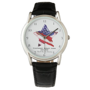 *~* gemalte Militärveteranen-rote weiße blauer Armbanduhr