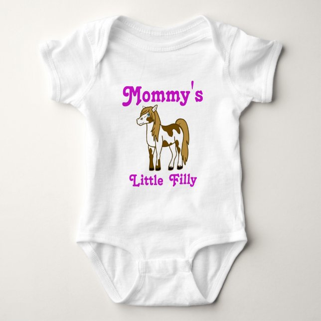 Gemalte Pferdegewohnheit scherzt Shirt mit rosa (Vorderseite)