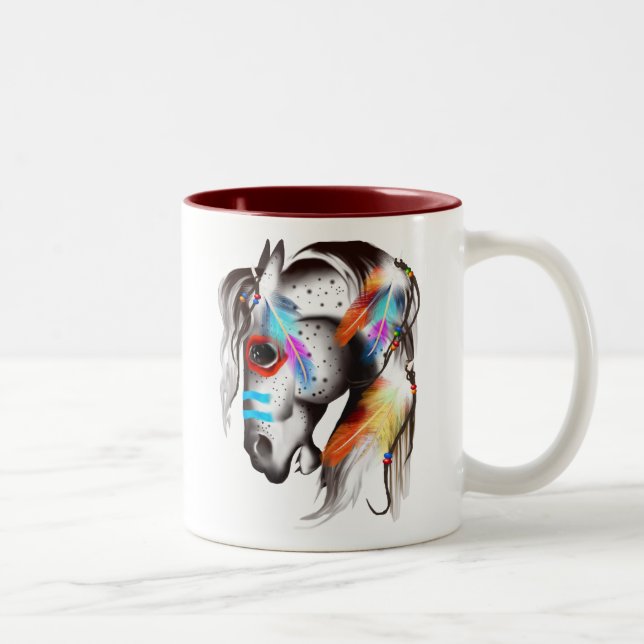 Gemalte Pony-Tasse Zweifarbige Tasse (Rechts)