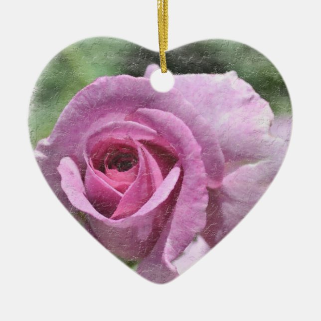 Gemalte Rosen-Herz-Verzierung Keramikornament (Vorne)