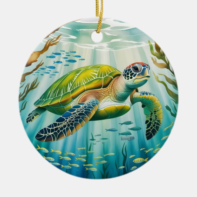 Gemalte Schildkröte Keramik Ornament (Vorne)