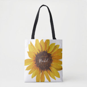 Gemalte Sonnenblume Dein Name Tasche
