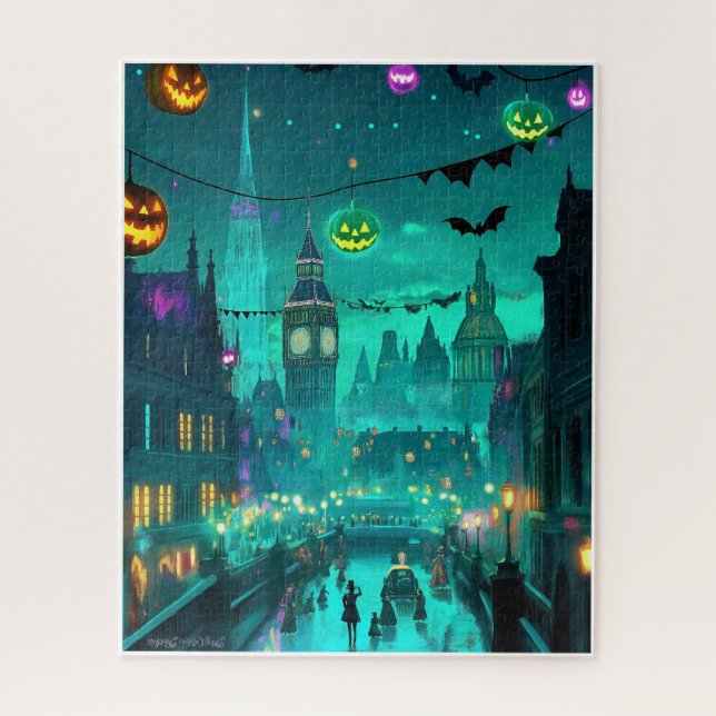 GEMALTE SPOOKY HALLOWEEN-SZENE C1900 (Vertikal)