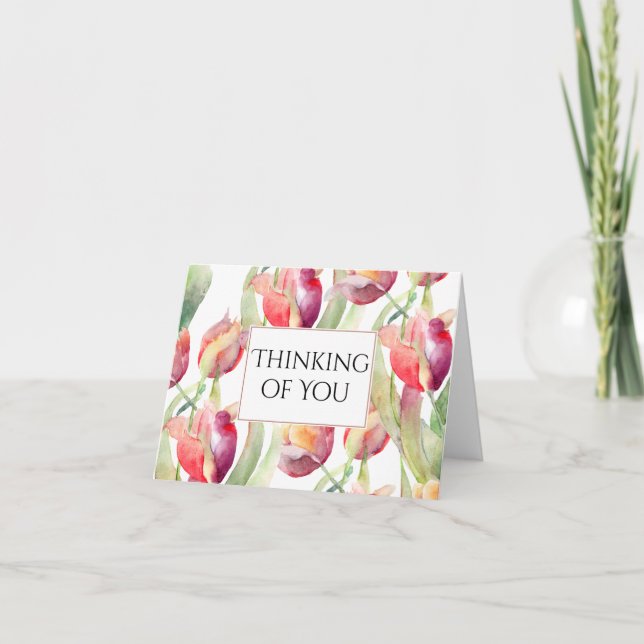 Gemalte Tulips denken an dich Karte (Vorderseite)