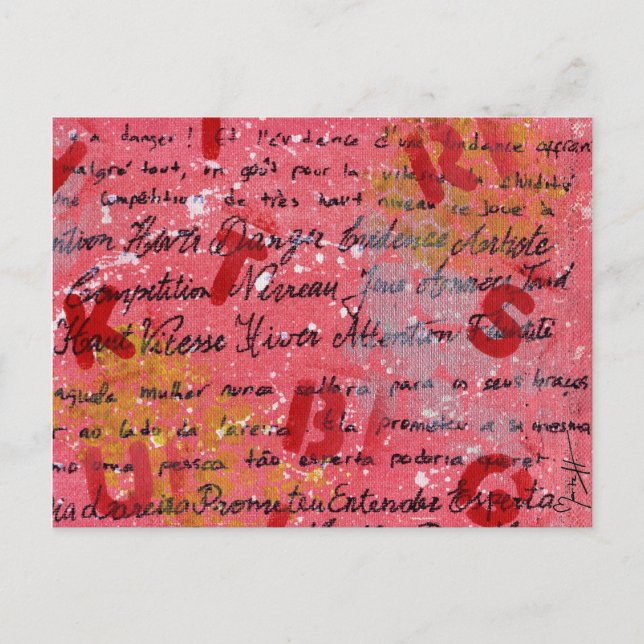 Gemalte und geschriebene Leinwand Postkarte (Vorderseite)