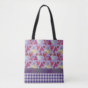 Gemalte Wasserfarbenherzen   Valentine Collage Tasche