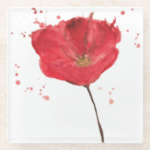 Gemalte Watercolormohnblumen-Blume 2 Glasuntersetzer