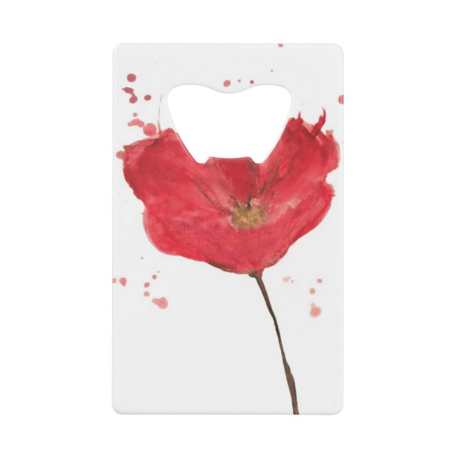 Gemalte Watercolormohnblumen-Blume 2 Kreditkartenflaschenöffner (Vorderseite)