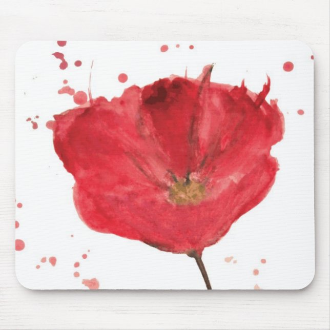 Gemalte Watercolormohnblumen-Blume 2 Mousepad (Vorne)