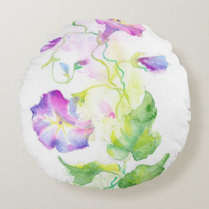 Gemalte Watercolorwinden-Blumen Rundes Kissen