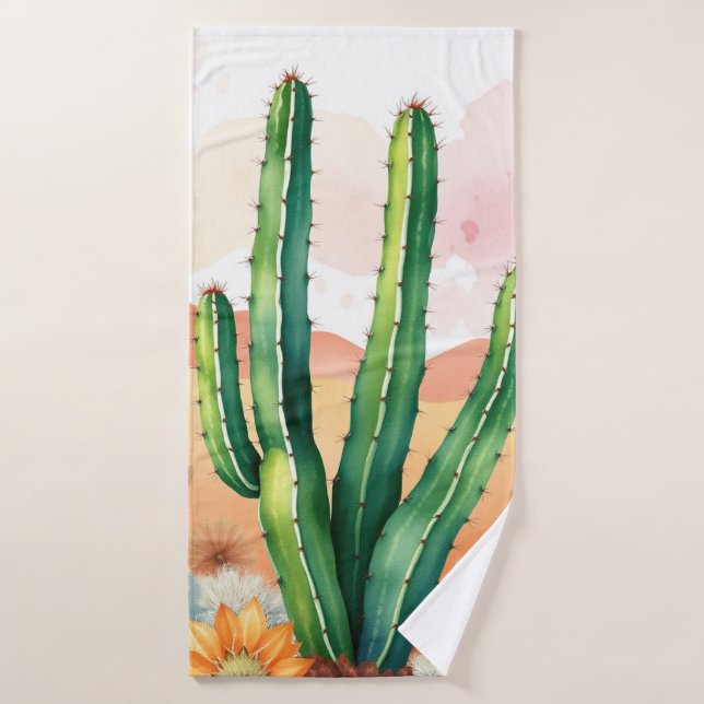 Gemalte Wüstenblüten Badhandtuch Set (Badehandtuch)