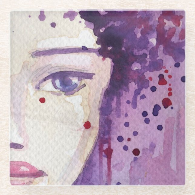 Gemalter Aquarell-Hintergrund Glasuntersetzer (Vorderseite)