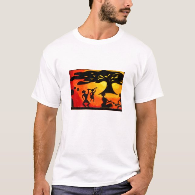 Gemalter Bio Afrika-Sonnenuntergang T T-Shirt (Vorderseite)