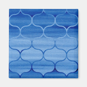 Gemalter blauer geometrischer Ogee Entwurf Magnet