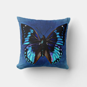 Gemalter blauer Schmetterling Kissen