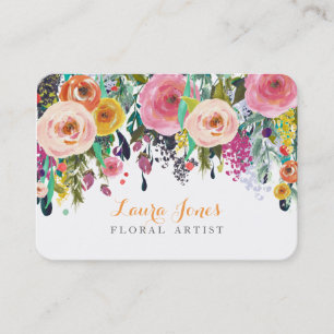 Gemalter Blumenflorist fügen hinzu, Logo-Karten zu Visitenkarte