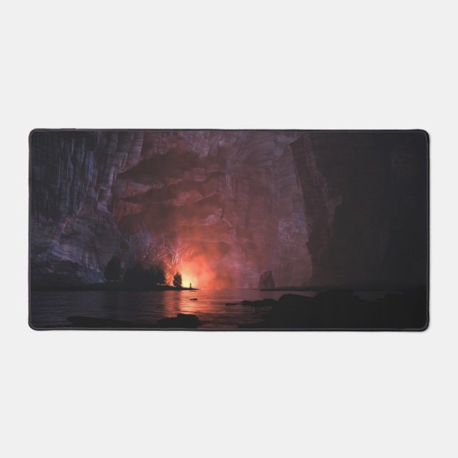 Gemalter Canyon (Nacht) Schreibtischunterlage (Vorderseite)